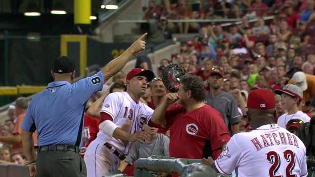 Joey Votto grabs Reds fan’s shirt in disgust but apologizes with signed ball