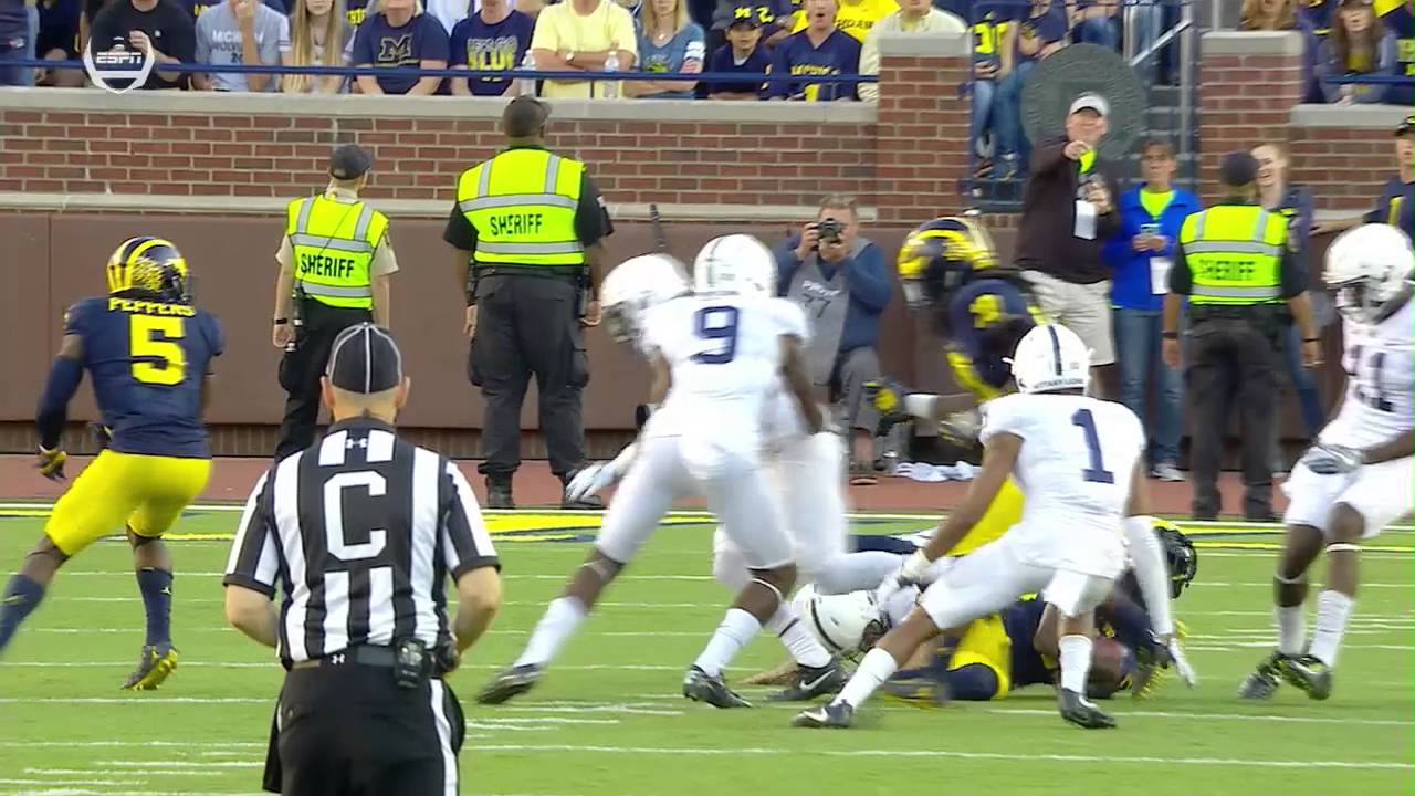 Penn State's kicker Joey Julius delivers another massive hit