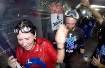 Texas Rangers celebrate AL West Championship with Prince Fielder