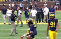 Tom Brady plays catch with Jim Harbaugh before Michigan game