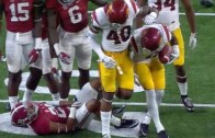 USC’s Jabari Ruffin stomps on Alabama players balls