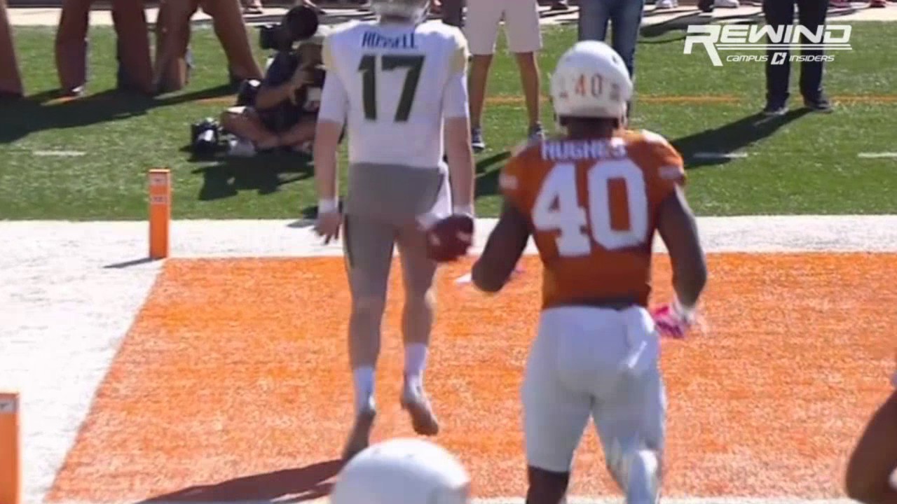Baylor's Seth Russell levitates over Texas defenders