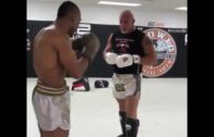Simon Marcus vicious kicks in Kick Boxing training