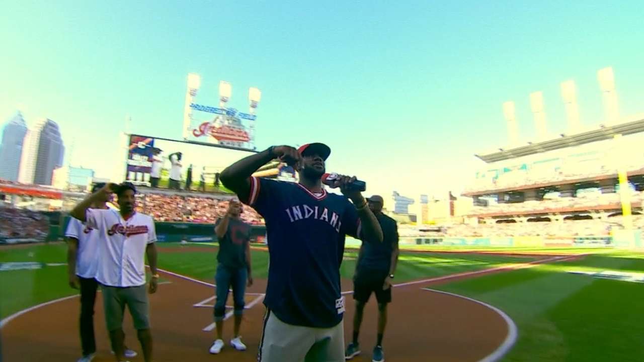 LeBron James & the Cavs fire up the Cleveland crowd during Indians vs. Red Sox