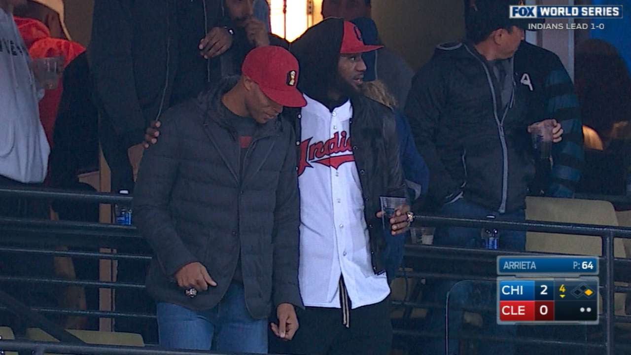 LeBron James & the Cavs support the Indians at Game 2 of the World Series