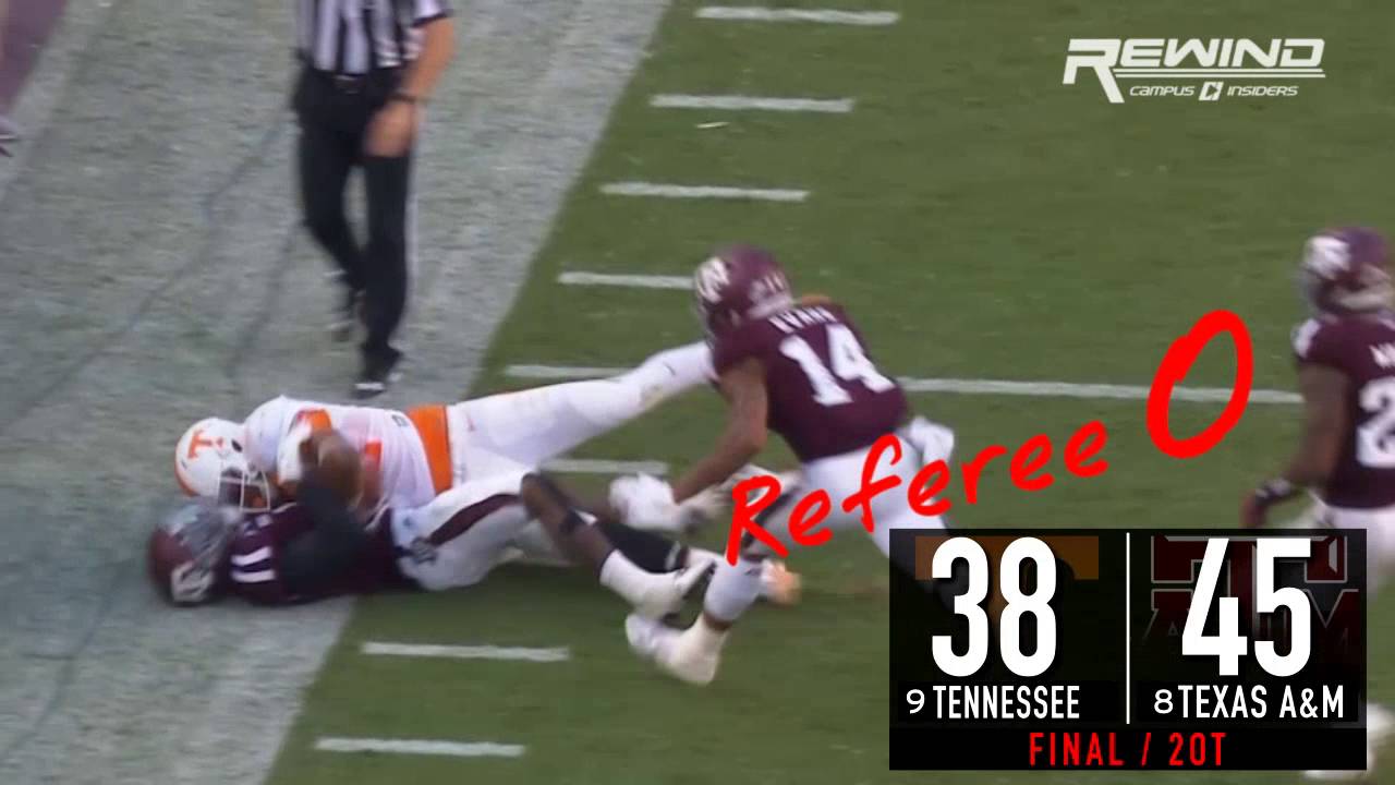 Official gets drilled during Tennessee vs. Texas A&M