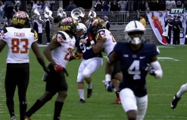 Penn State’s kicker Joey Julius gets drilled again vs. Maryland