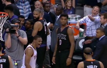 Russell Westbrook talks smack to the Phoenix Suns bench