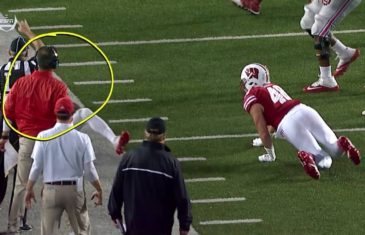 Urban Meyer gets hit in the head by ref during Ohio State vs. Wisconsin