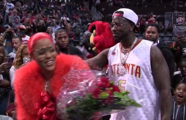 Atlanta rapper Gucci Mane proposes to his girlfriend at the Atlanta Hawks game