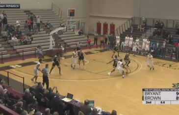 Bryant player loses track of the score & throws ball in the air while losing