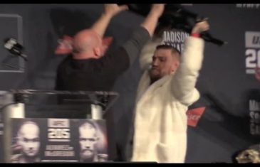 Conor McGregor almost throws chair at Eddie Alvarez in UFC 205 press conference