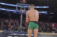 Conor McGregor banks in a jumper at Madison Square Garden