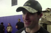 Drew Brees takes part in the New Orleans Saints turkey giveaway