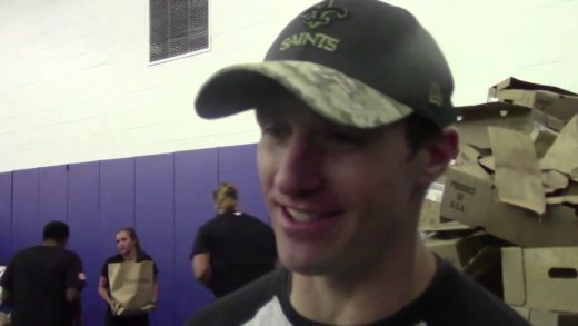 Drew Brees takes part in the New Orleans Saints turkey giveaway