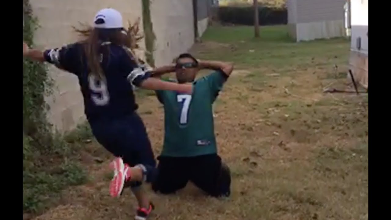 Eagles fan gets kicked in the balls by Cowboys fan for losing bet