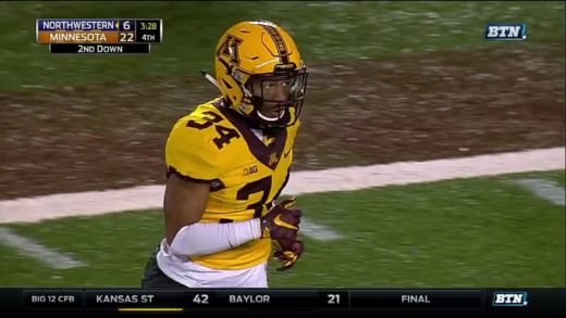 Innocent bystander gets smoked on the sidelines at Minnesota vs. Northwestern