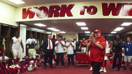 Kansas City Chiefs celebrate in the locker room after defeating the Jaguars