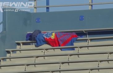 Kansas Jayhawks fan gets caught sleeping in the stands