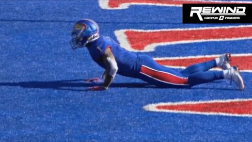 Kansas return man hides in the end zone as camouflage