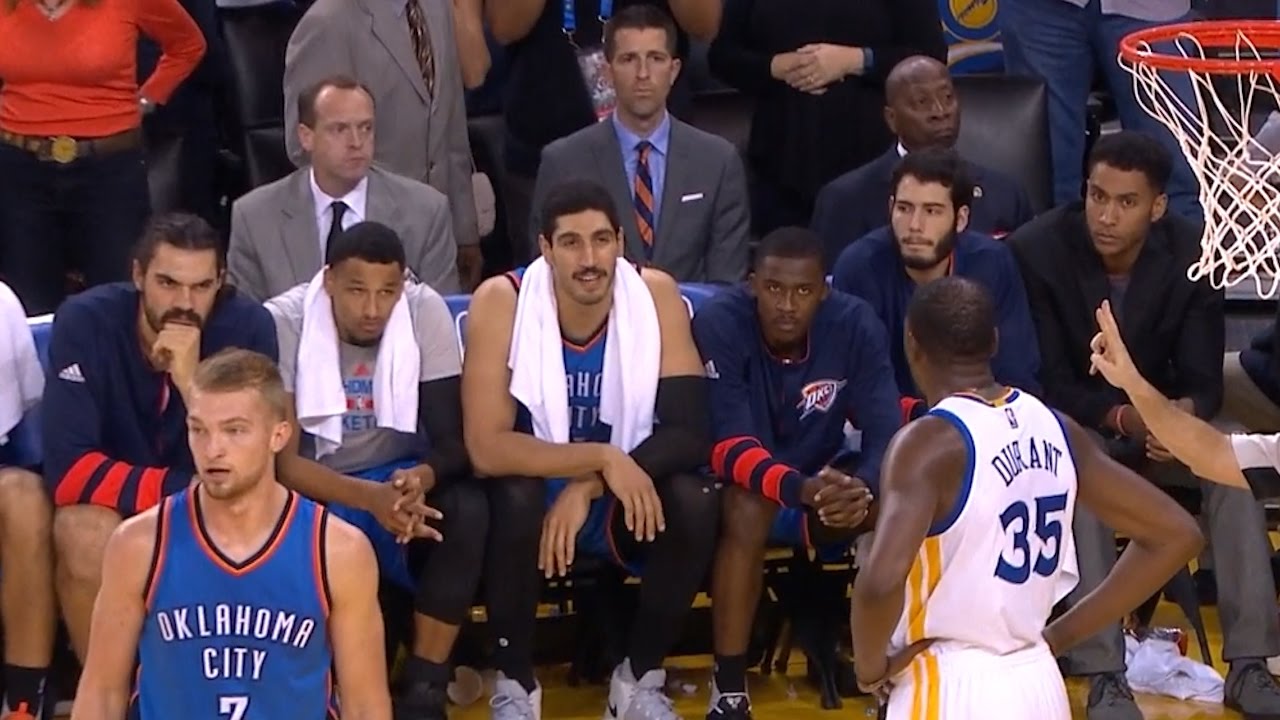 Kevin Durant & Enes Kanter have a heated exchange of words