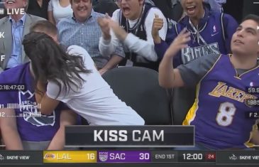 Kiss Cam goes wrong for Los Angeles Lakers fan