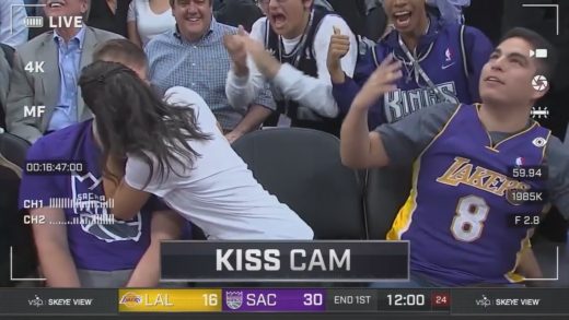 Kiss Cam goes wrong for Los Angeles Lakers fan