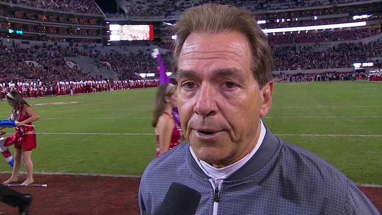 Nick Saban gives ESPN reporter a death stare over halftime question