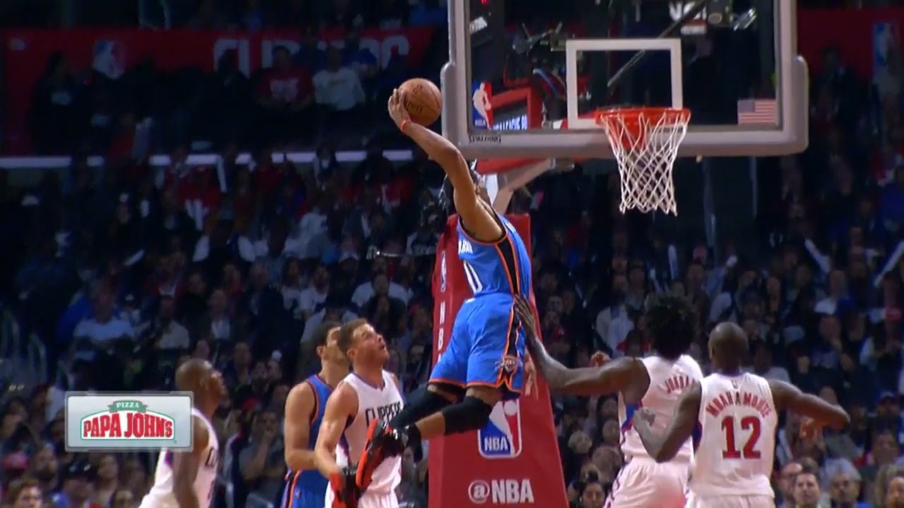 Russell Westbrook throws down a vicious dunk on the Clippers