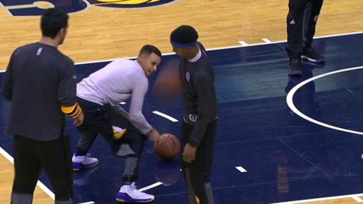 Steph Curry practices his curling, football & volleyball impersonation