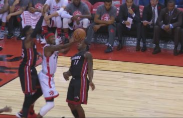 Terrence Ross hits circus trick shot plus the foul