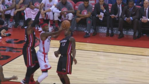 Terrence Ross hits circus trick shot plus the foul