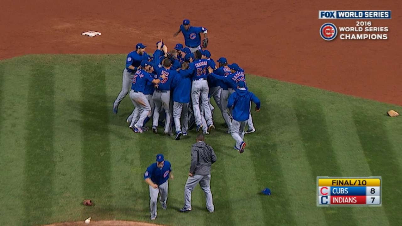 The final out for the Cubs first World Series Championship since 1908