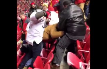 Chiefs fans & Raiders fans break out into massive brawl