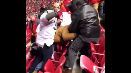 Chiefs fans & Raiders fans break out into massive brawl