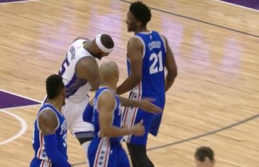 DeMarcus Cousins & Joel Embiid slap each other on the butt multiple times