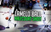 High school player LaMelo Ball pulls up from half court & hits it