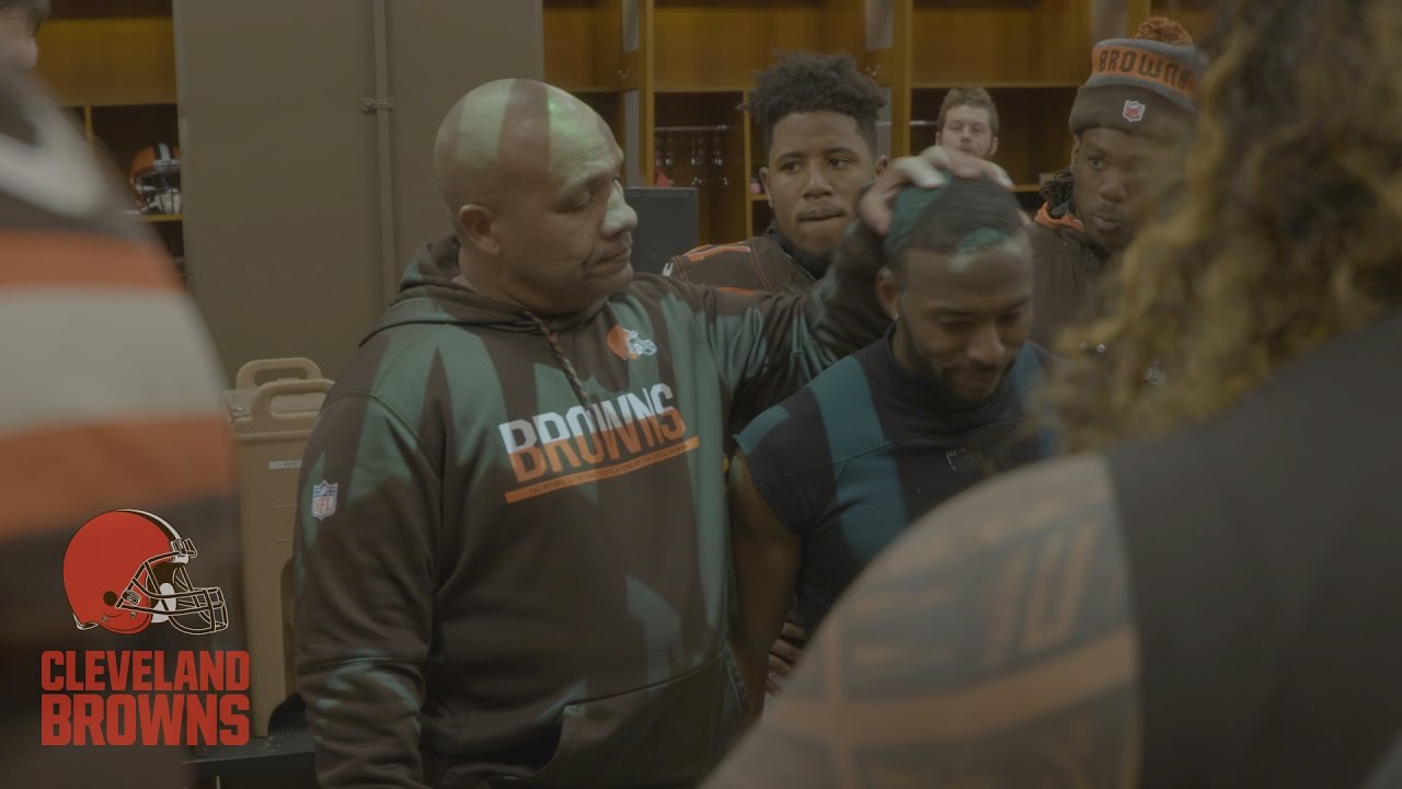 Hue Jackson's emotional victory speech after Browns first win on the season