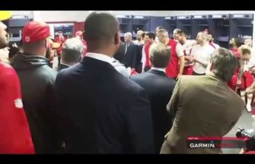 Kansas City Chiefs post game locker celebration after victory over the Falcons