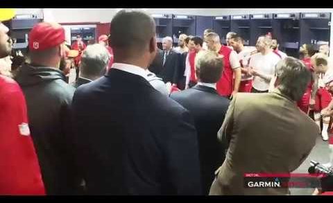 Kansas City Chiefs post game locker celebration after victory over the Falcons