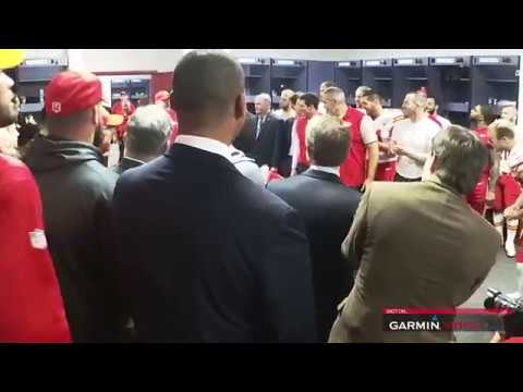 Kansas City Chiefs post game locker celebration after victory over the Falcons