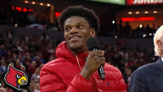 Lamar Jackson honored at Kentucky vs. Louisville Basketball game