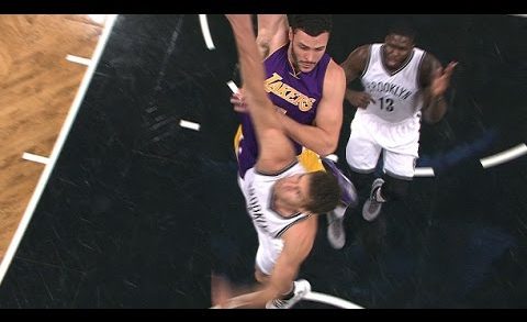 Larry Nance with the ferocious poster slam on Brook Lopez in Brooklyn