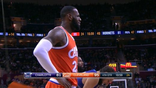 LeBron James says “Ball Don’t Lie” after Frank Kaminsky misses a free throw