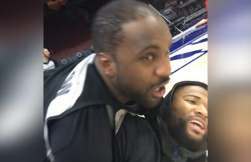 Ty Lawson & DeMarcus Cousins play fight on the 76ers court