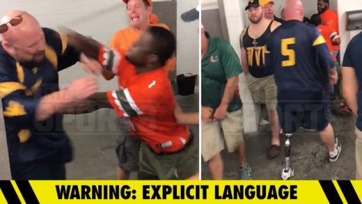 West Virginia fan & Miami fan brawl in the bathroom with the harshest of words