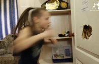 9 year old Evnika Saadvakass shatters a door with her bare fists