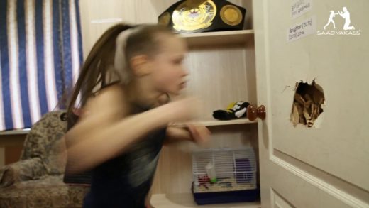 9 year old Evnika Saadvakass shatters a door with her bare fists