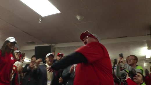 Chiefs locker room celebration after clinching 2016 AFC West title