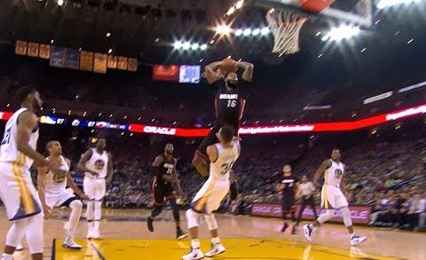 James Johnson throws down a vicious slam on Steph Curry